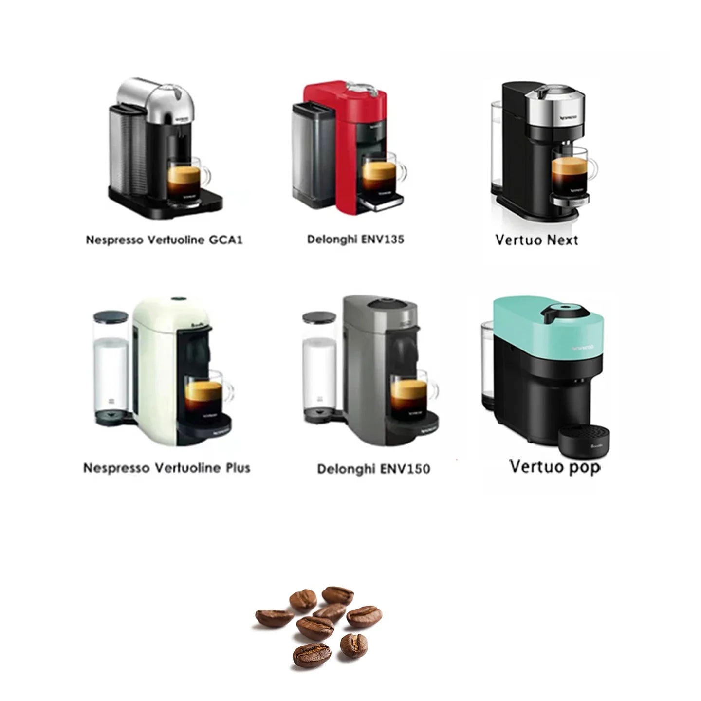 Gold reusable coffee capsule set, fitted with tamper, cleaning brush, spoon and silicone lid.