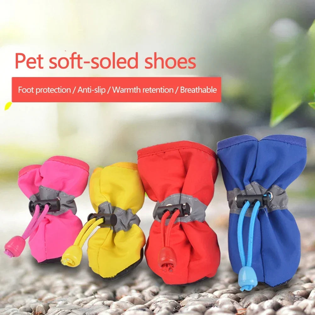 Small Puppy Cat Rain Snow Booties Outdoor Paw Protector Warm Dog Cat Shoes Accessory 4Pcs Waterproof Anti Slip Cat Dog Pet Shoes