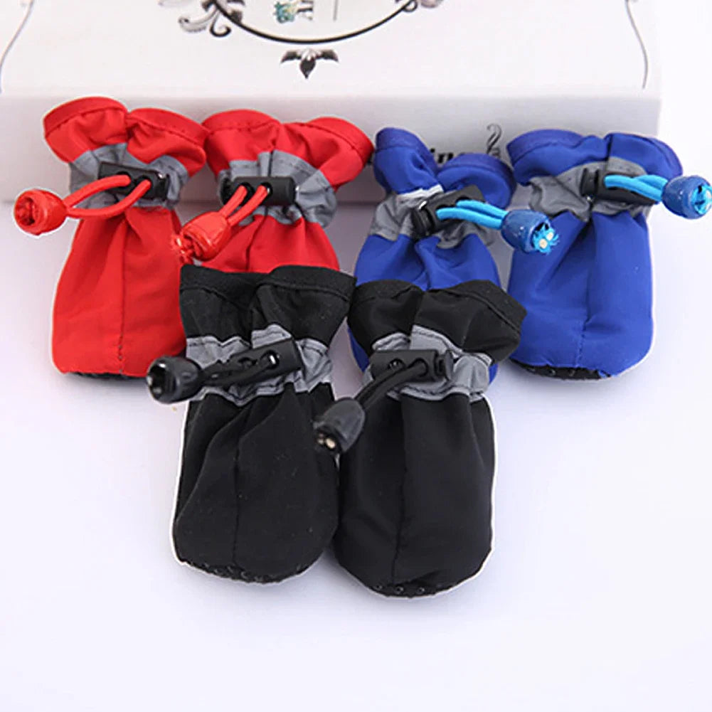 Small Puppy Cat Rain Snow Booties Outdoor Paw Protector Warm Dog Cat Shoes Accessory 4Pcs Waterproof Anti Slip Cat Dog Pet Shoes