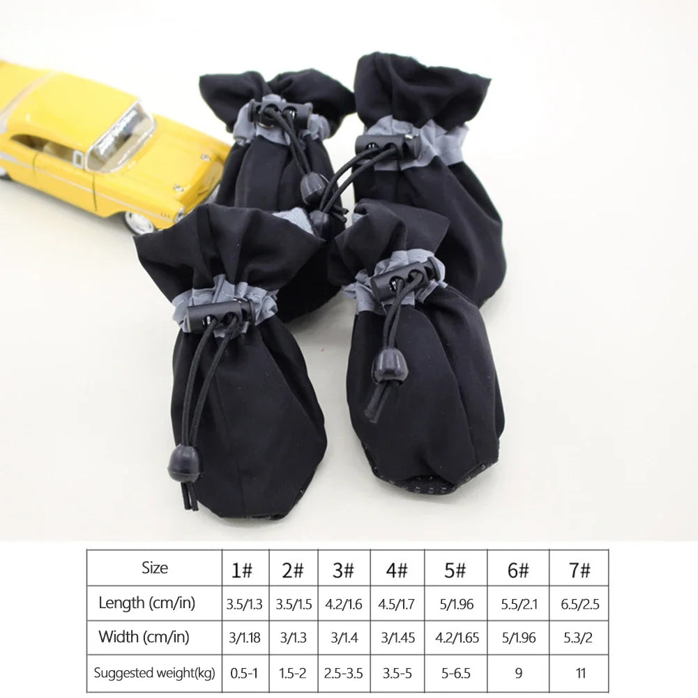 Small Puppy Cat Rain Snow Booties Outdoor Paw Protector Warm Dog Cat Shoes Accessory 4Pcs Waterproof Anti Slip Cat Dog Pet Shoes