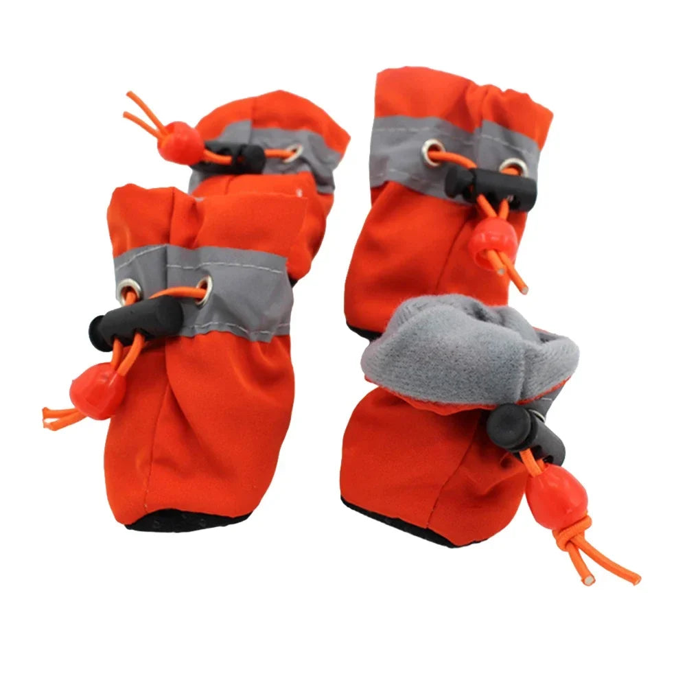 Small Puppy Cat Rain Snow Booties Outdoor Paw Protector Warm Dog Cat Shoes Accessory 4Pcs Waterproof Anti Slip Cat Dog Pet Shoes